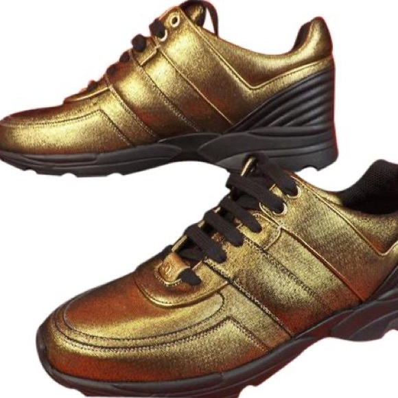 CHANEL Gold and Black Sneakers - Picture 3 of 6